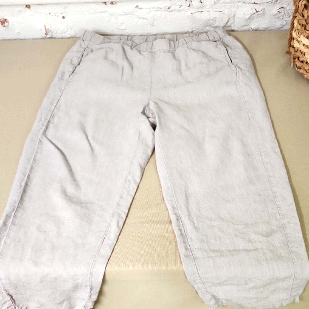 J Jill Love Linen Loose Pants Grey Size Small